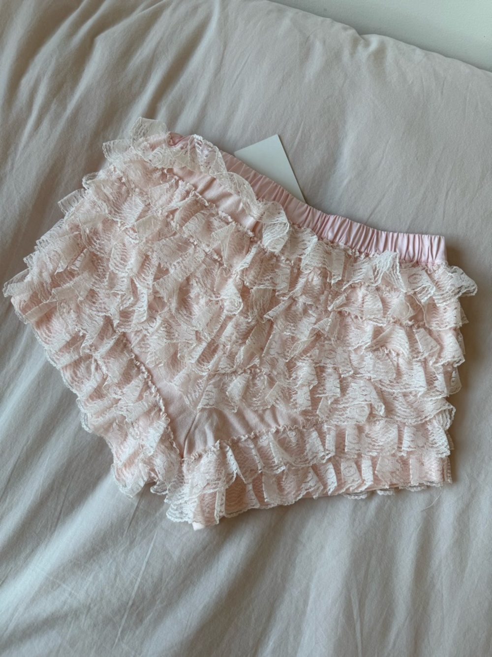 Pink Lace Ruffle Shorts - Picture 2 of 4